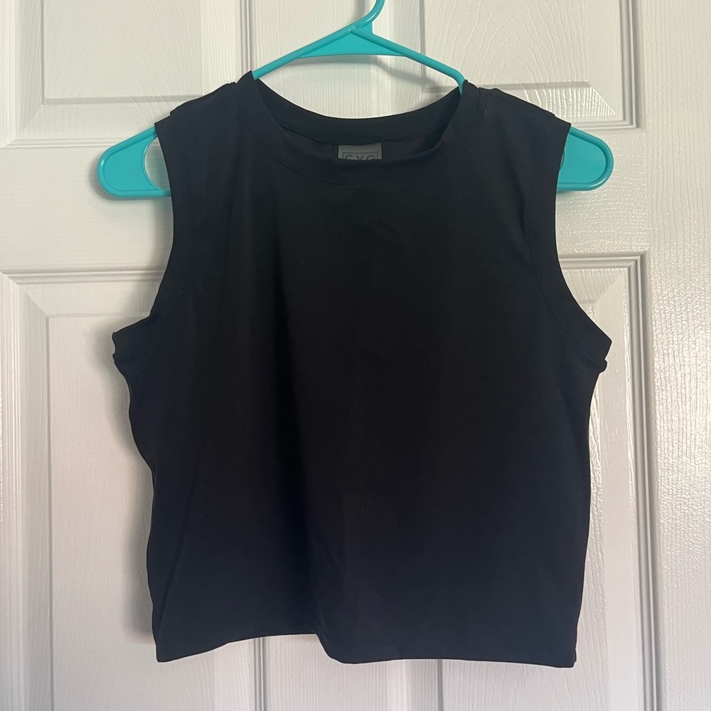 CVG black crop top, sz L, sleeveless